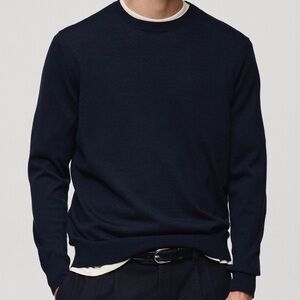 MANGO Wool Crewneck Sweater Dark Navy
